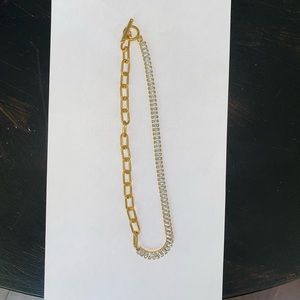 Asymmetrical Crystal Gold Plated Necklace